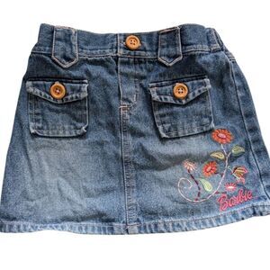 Barbie vintage girls floral butterfly embroidered denim skirt‎ 3T